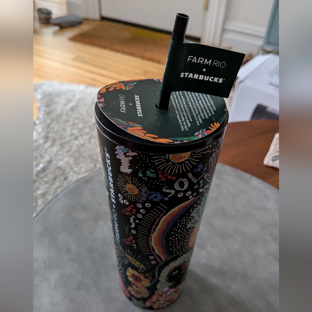 Starbucks Black Accent Tumbler with Intricate Design